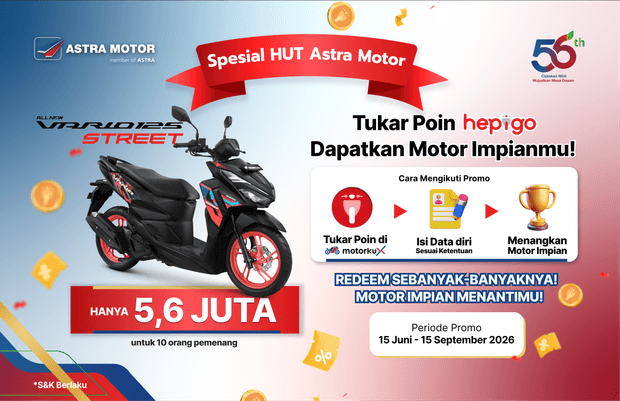 Promo HUT 65 - Vario 125 Street 5,6 Juta